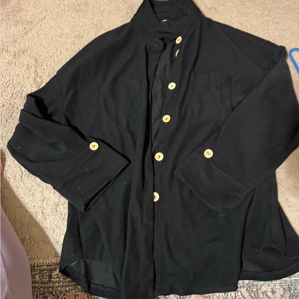 Black button up shacket